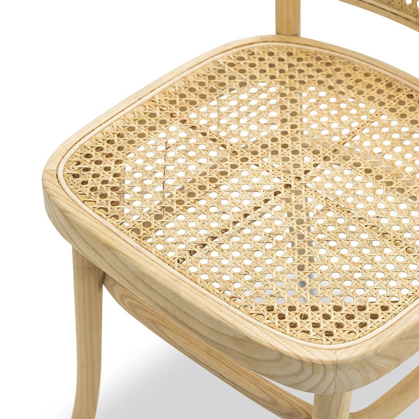 Prague Solid Teak Bentwood Cane Dining Chair | Natural | Set of 2 gallery detail image