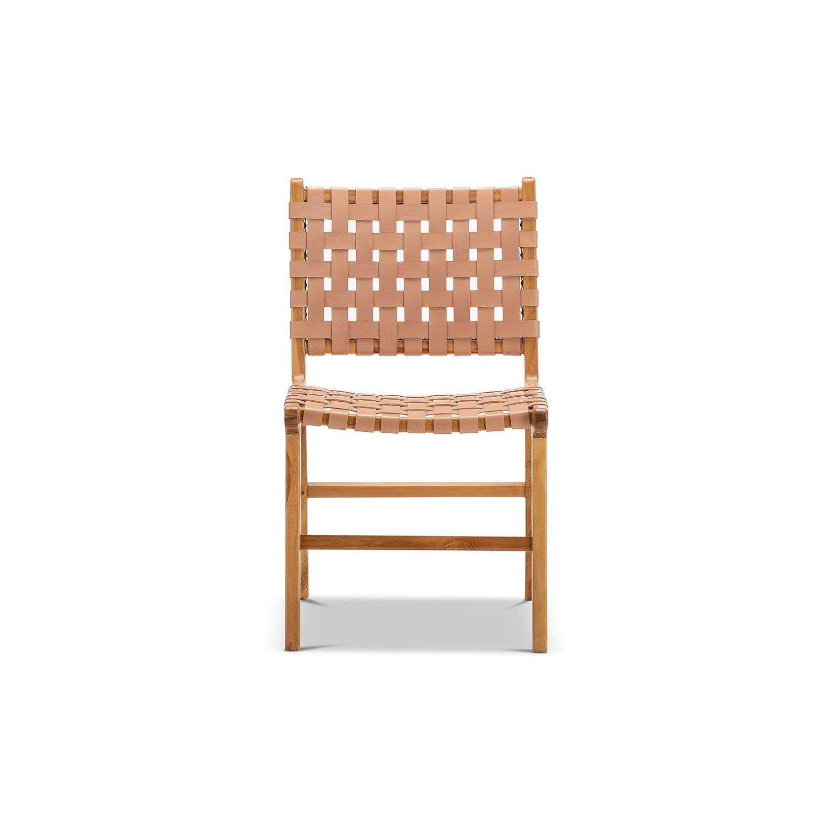 Casey Woven Leather Dining Chair | Set of 2 | Nude Tan gallery detail image