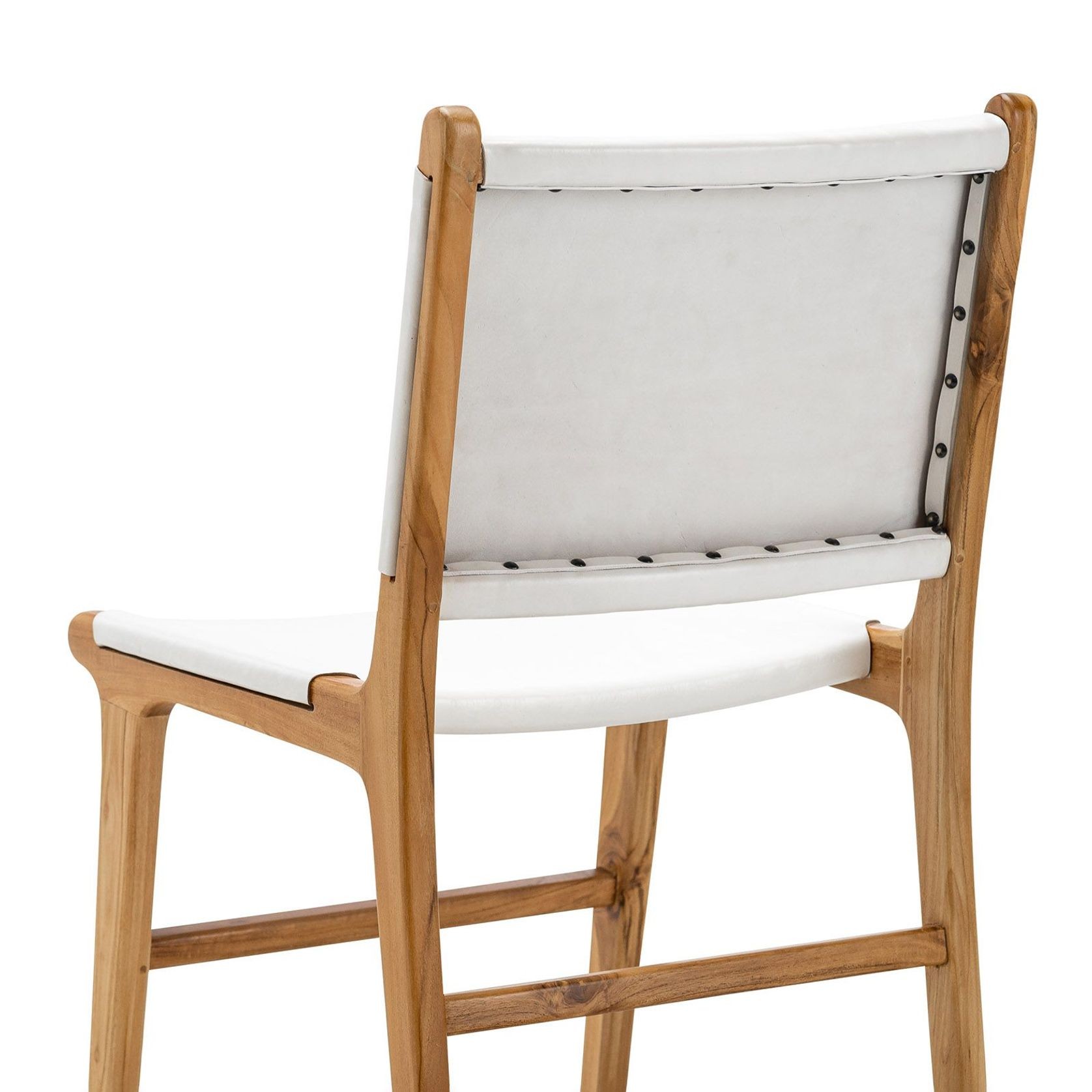 Casey Flat Leather Dining Chair | Set of 2 | White gallery detail image