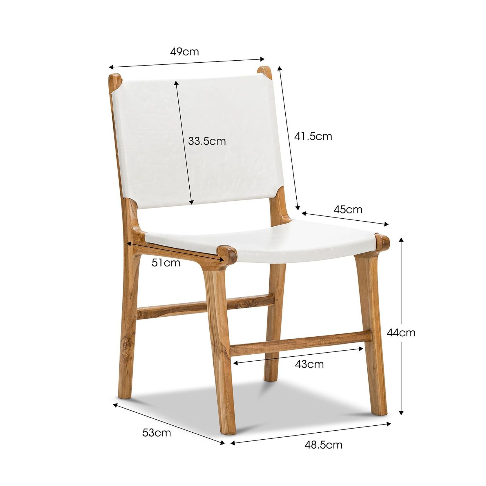 Casey Flat Leather Dining Chair | Set of 2 | White gallery detail image