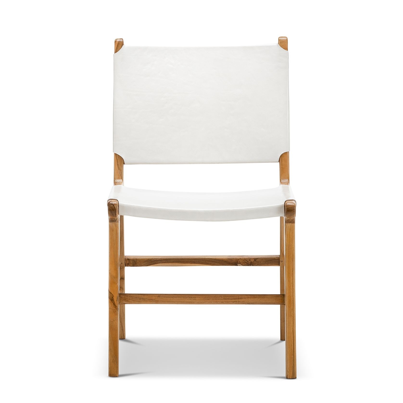 Casey Flat Leather Dining Chair | Set of 2 | White gallery detail image