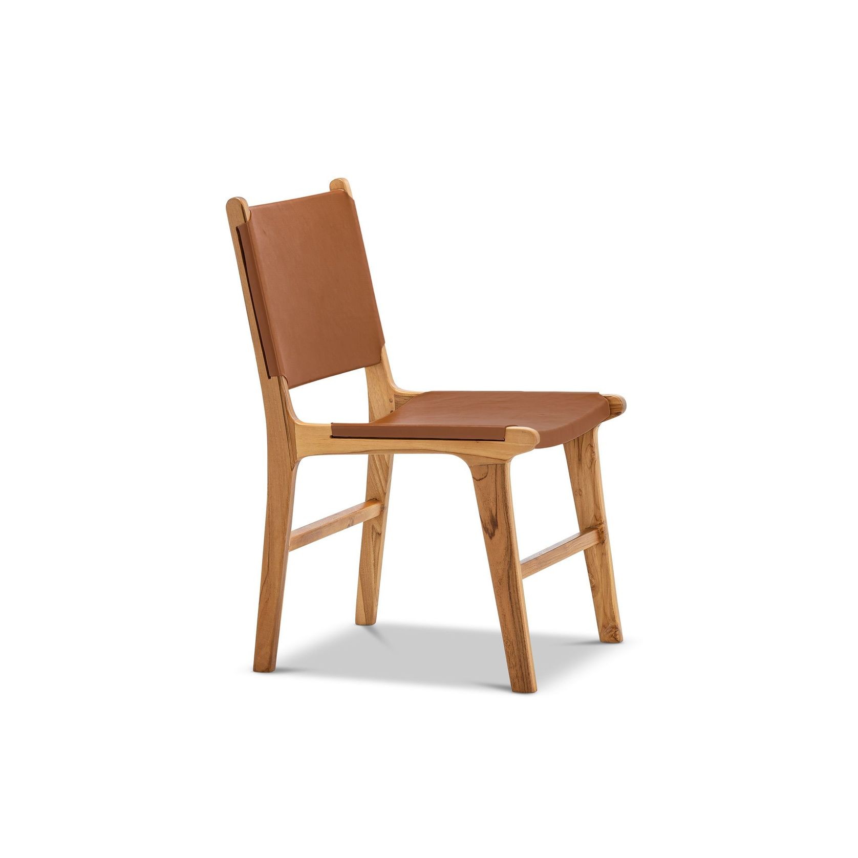 Casey Set of 2 Flat Leather Dining Chair | Coco Tan gallery detail image