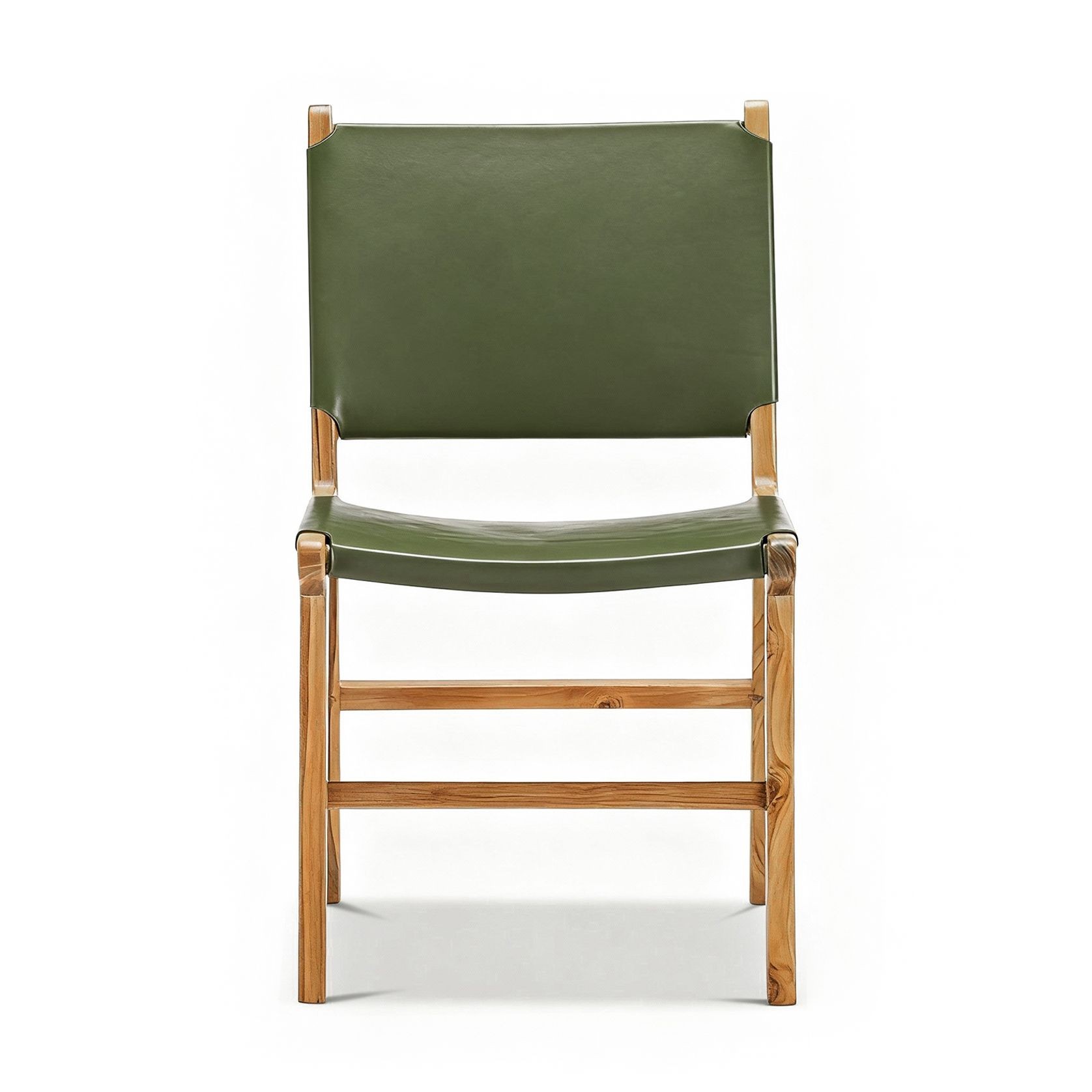 Casey Set of 2 Flat Leather Dining Chair | Olive Green gallery detail image