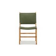 Casey Set of 2 Flat Leather Dining Chair | Olive Green gallery detail image
