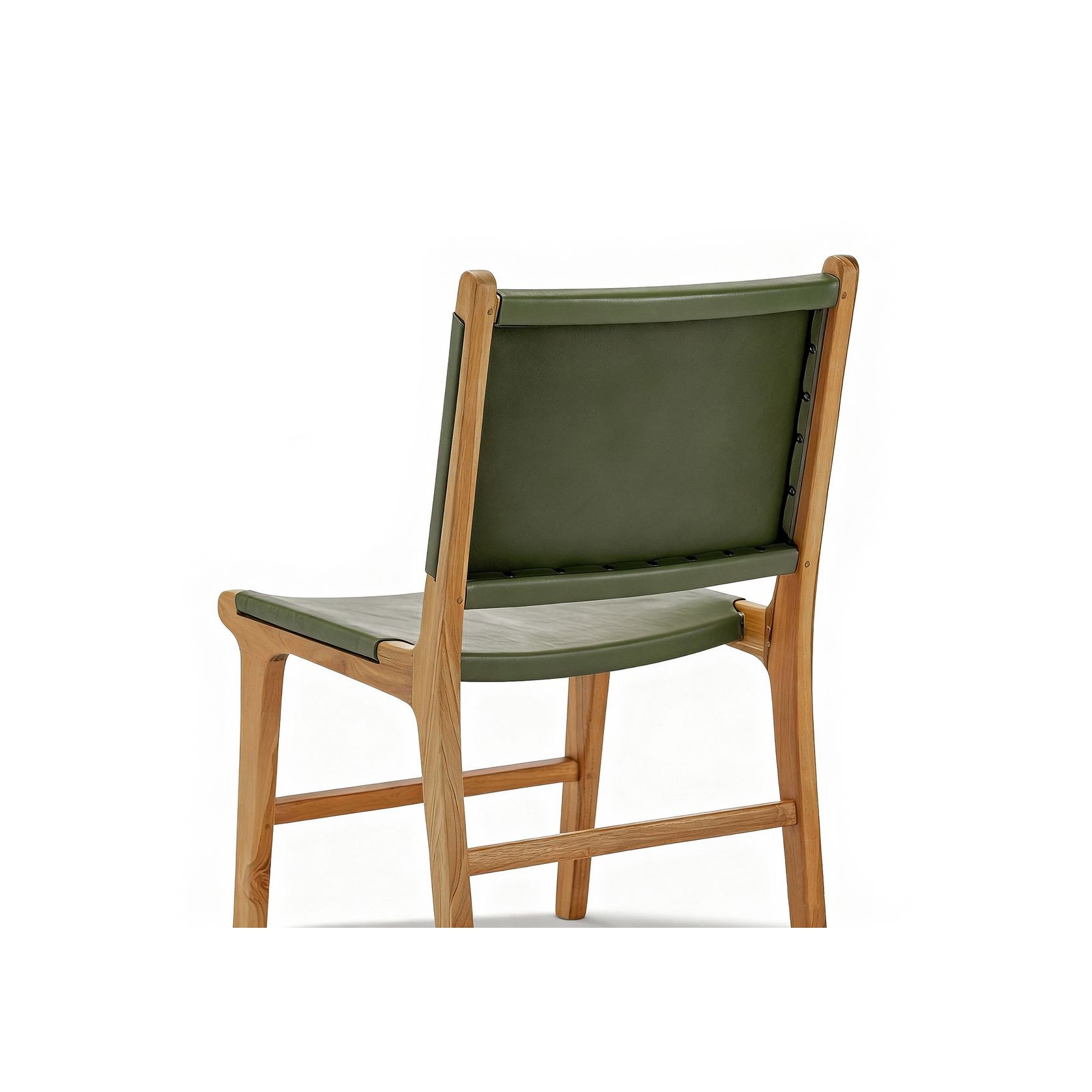 Casey Set of 2 Flat Leather Dining Chair | Olive Green gallery detail image