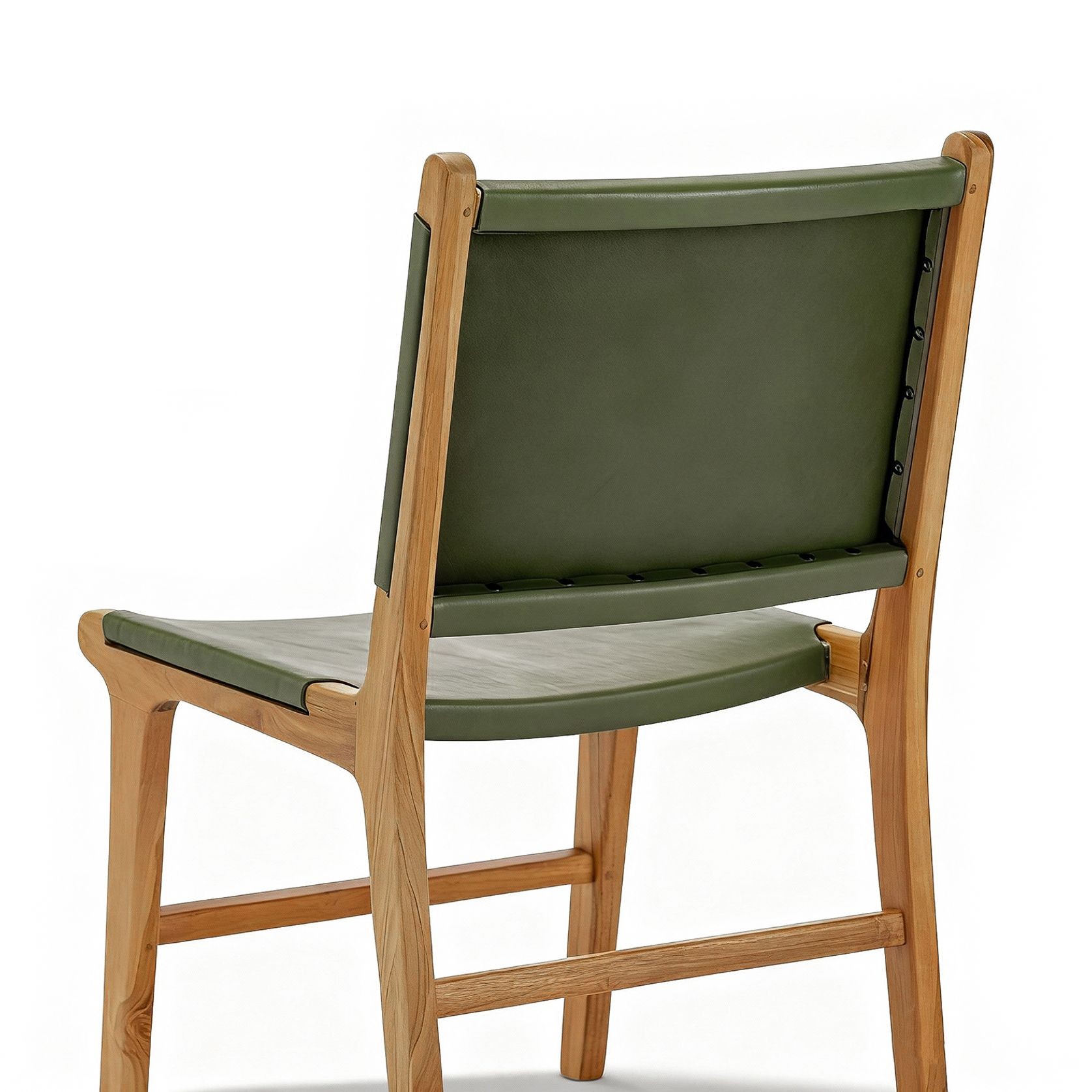 Casey Set of 2 Flat Leather Dining Chair | Olive Green gallery detail image