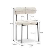 Ines Bouclé Dining Chair | Set of 2 | Cream & Black gallery detail image