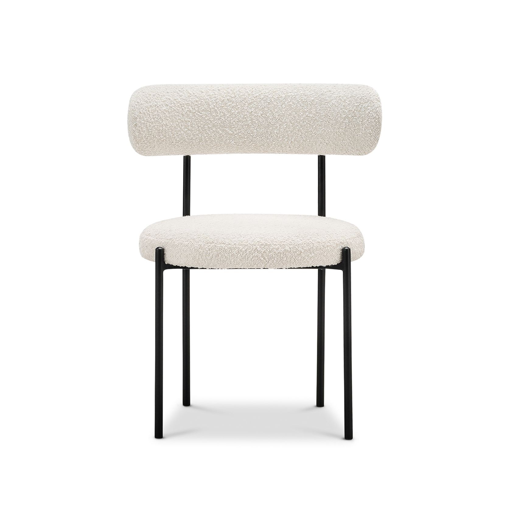 Ines Bouclé Dining Chair | Set of 2 | Cream & Black gallery detail image