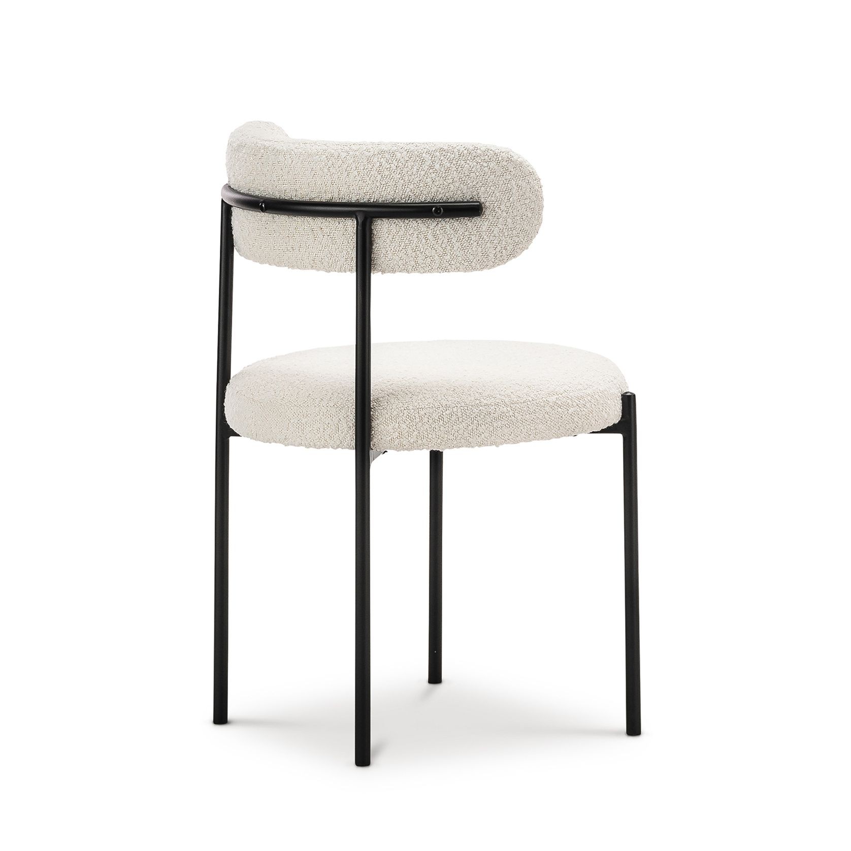 Ines Bouclé Dining Chair | Set of 2 | Cream & Black gallery detail image