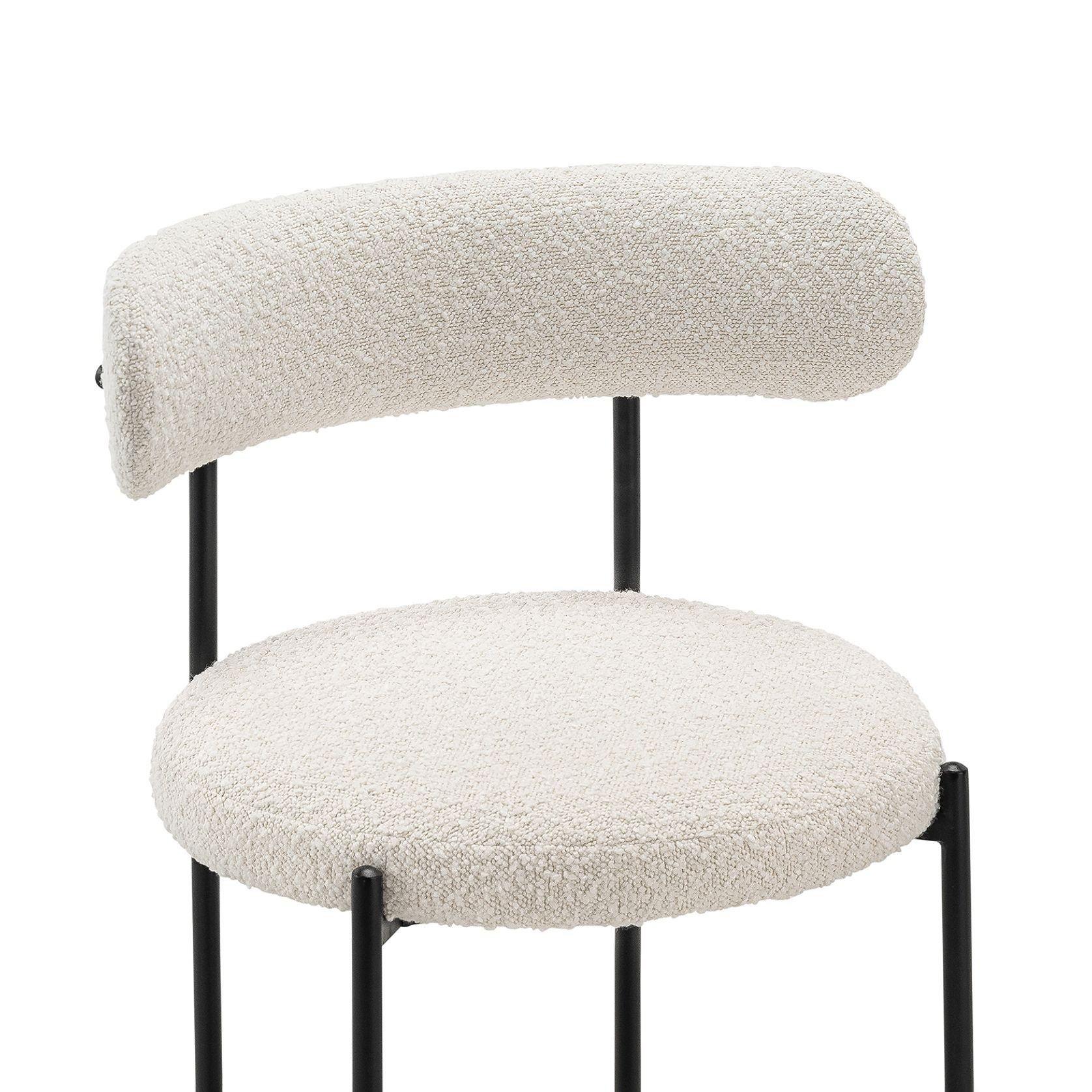 Ines Bouclé Dining Chair | Set of 2 | Cream & Black gallery detail image