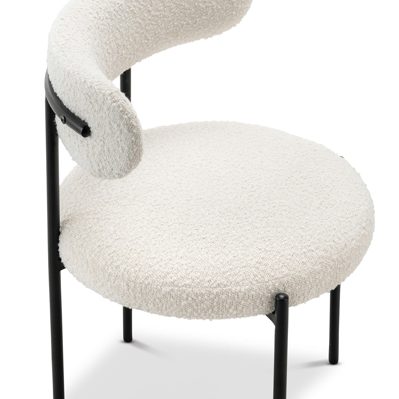 Ines Bouclé Dining Chair | Set of 2 | Cream & Black gallery detail image