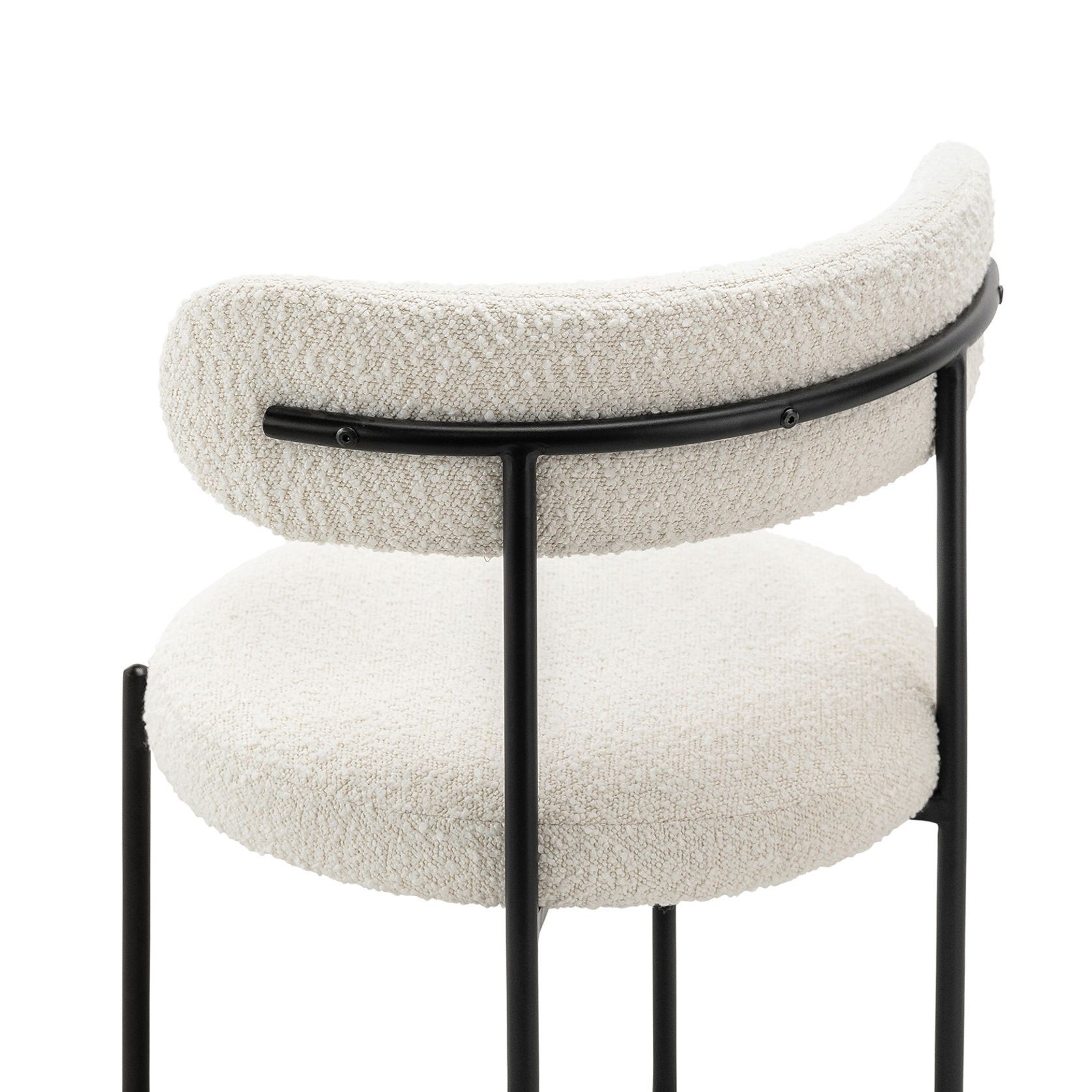 Ines Bouclé Dining Chair | Set of 2 | Cream & Black gallery detail image