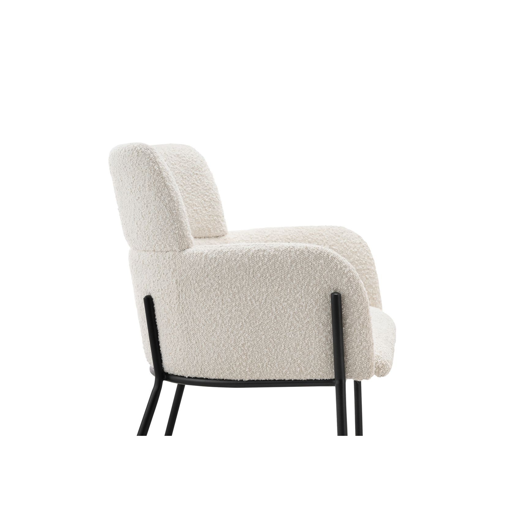 Kalia Bouclé Dining Chair | Cream & Black gallery detail image