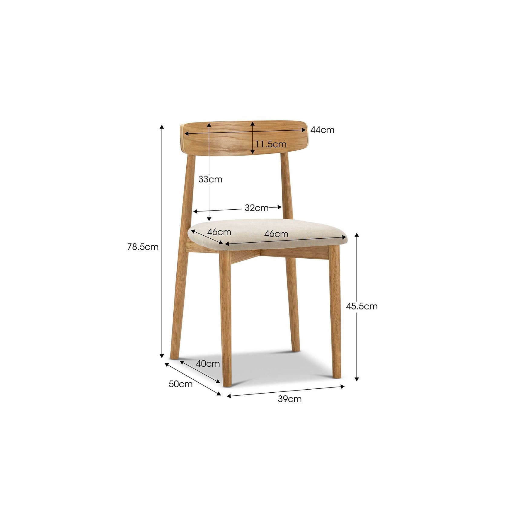 Finn Oak Dining Chairs | Set of 2 | Natural & Beige gallery detail image