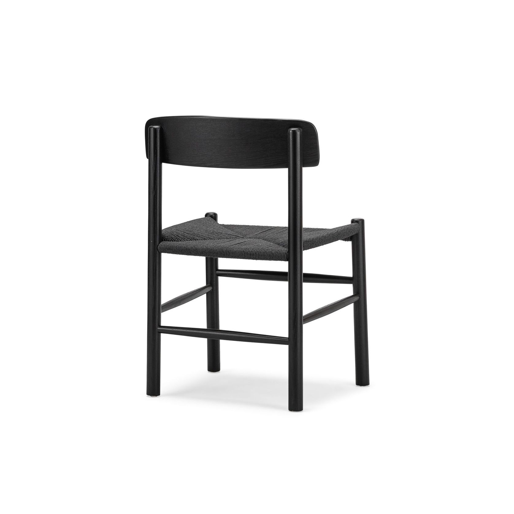 Isak Solid Ashwood Woven Cord Dining Chair | Set of 2 | Black gallery detail image