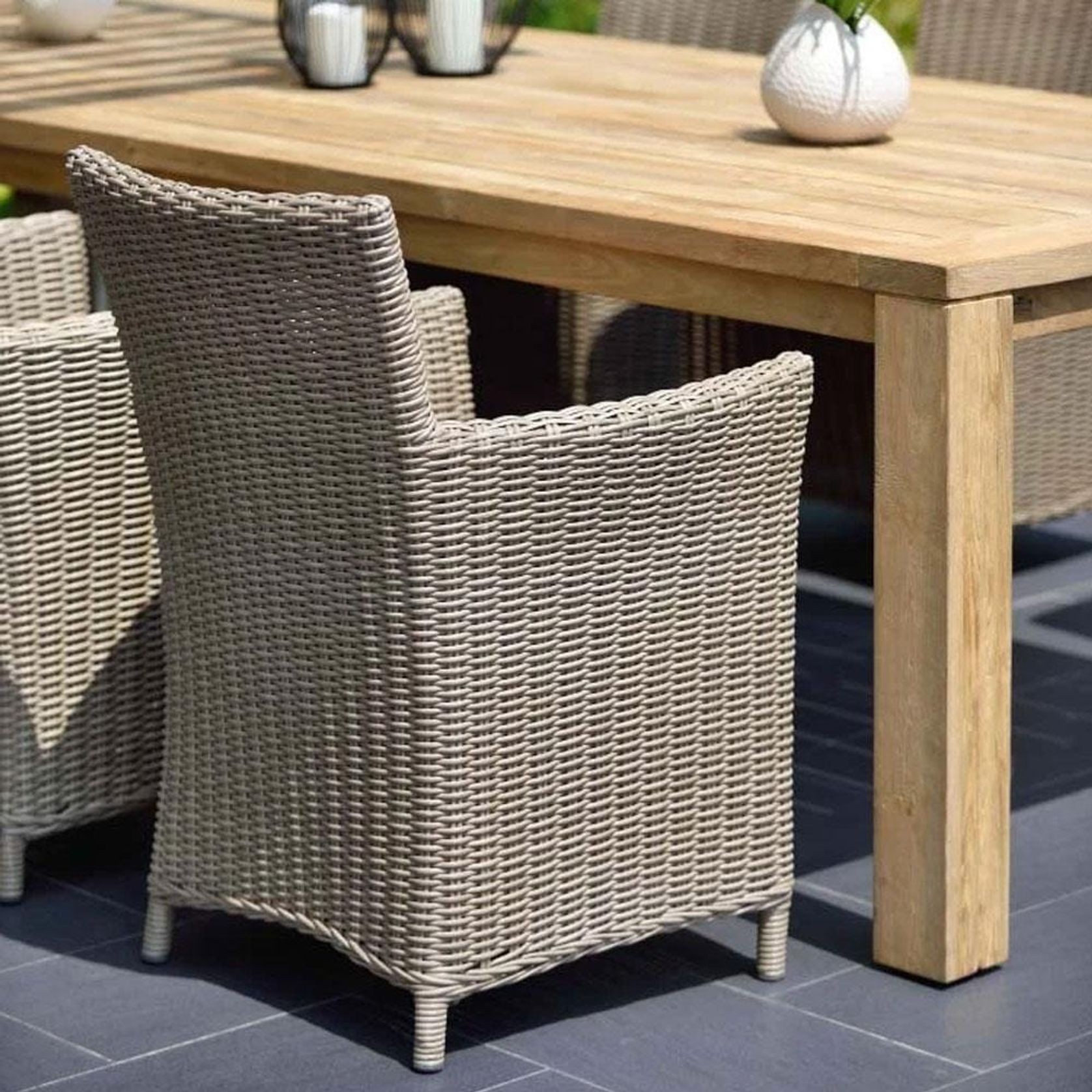 Cancun 2.2m Table and 8 wicker Chairs Dining Setting gallery detail image