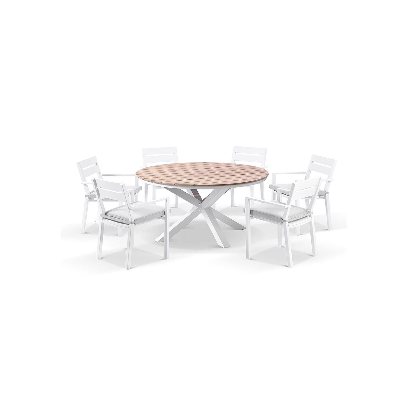 Tuscany Round 1.5m Dining Table with 6 Santorini Chairs gallery detail image