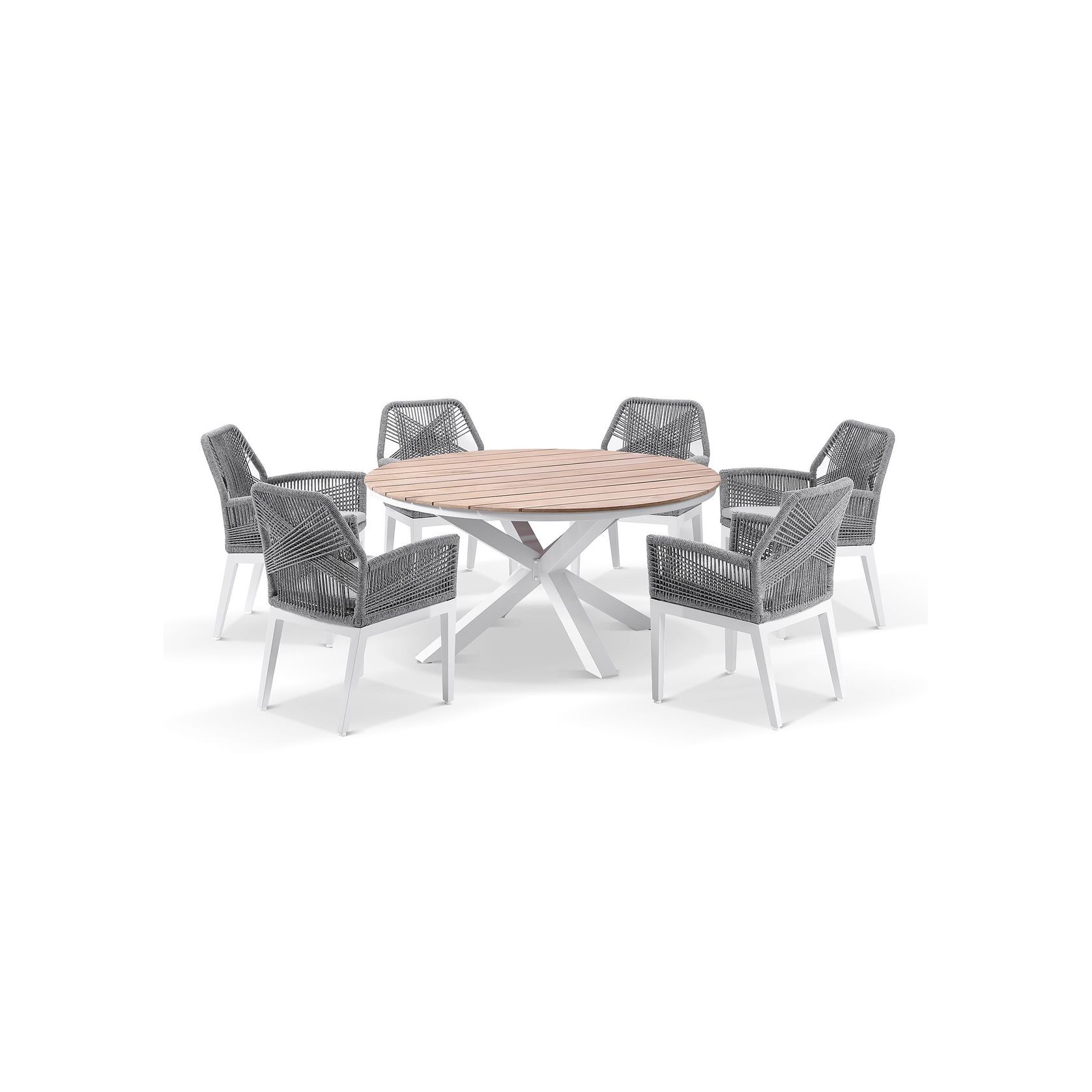 Tuscany Round 1.5m Dining Table with 6 Hugo Rope Chairs gallery detail image