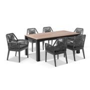Balmoral 1.8m Teak Top Aluminium Table w/6 Hugo Chairs gallery detail image