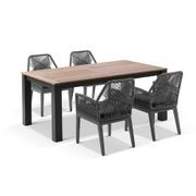 Balmoral 1.8m Teak Top Aluminium Table w/6 Hugo Chairs gallery detail image