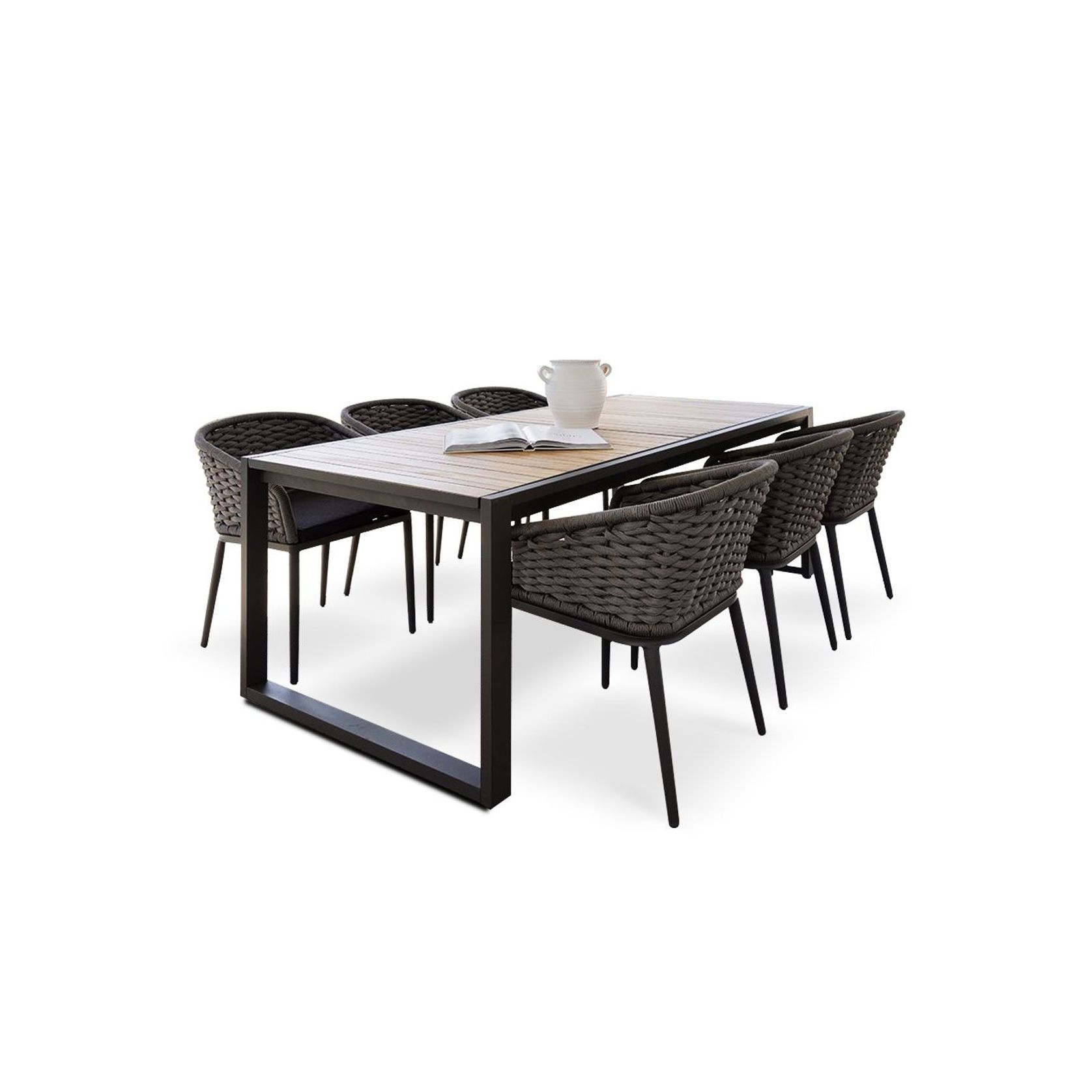 Bora Extension Dining Set with 6 x Rozelle Rope Chairs gallery detail image