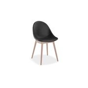 Pebble Chair Black Upholstered Vintage Seat - Pyramid Fixed Base with Castors - Black gallery detail image