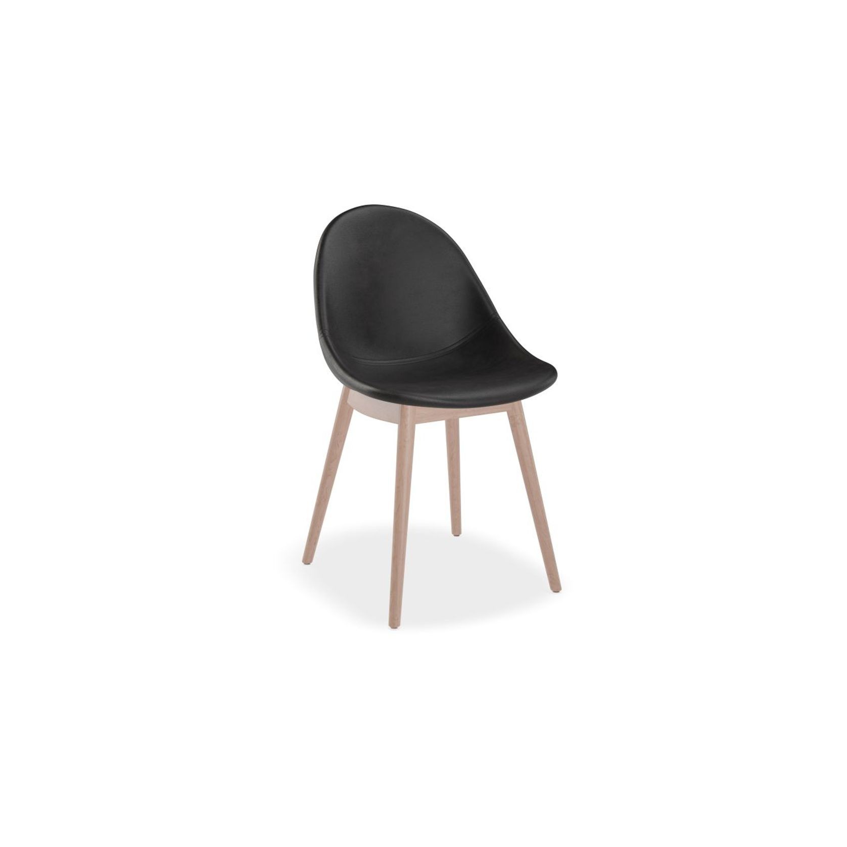 Pebble Chair Black Upholstered Vintage Seat - Swivel Base with Castors - Black gallery detail image