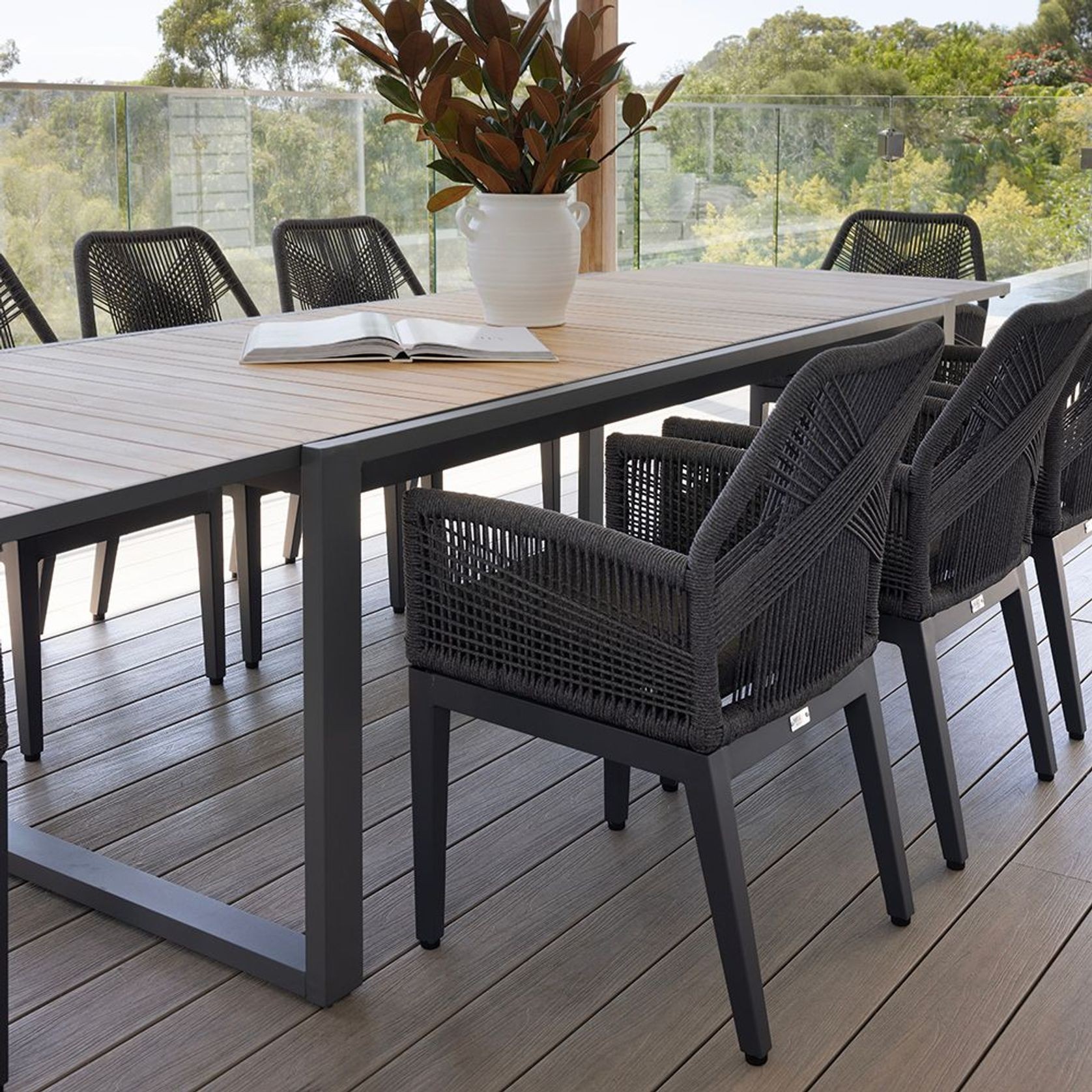 Bora Extension Dining Setting with 8 x Hugo Rope Chairs gallery detail image
