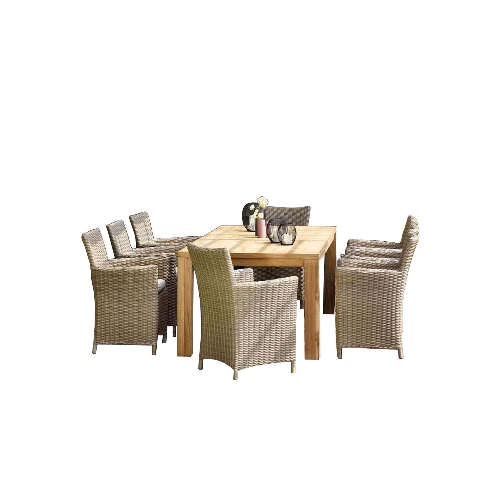 Cancun 2.2m Table and 8 wicker Chairs Dining Setting gallery detail image