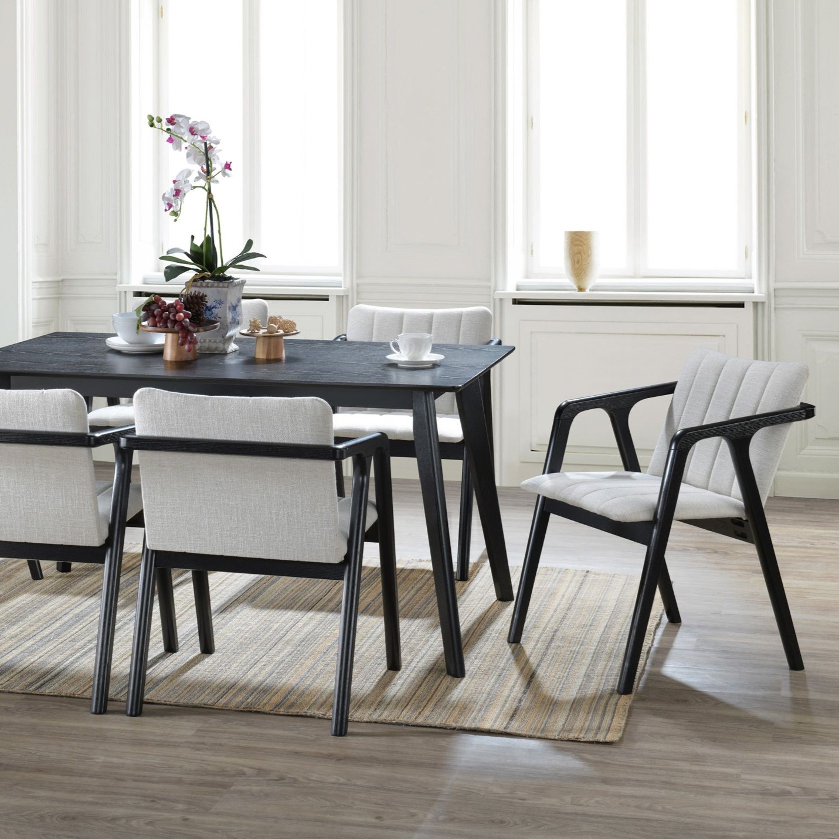 Elm Black Hardwood Dining Chair | Beige Fabric gallery detail image