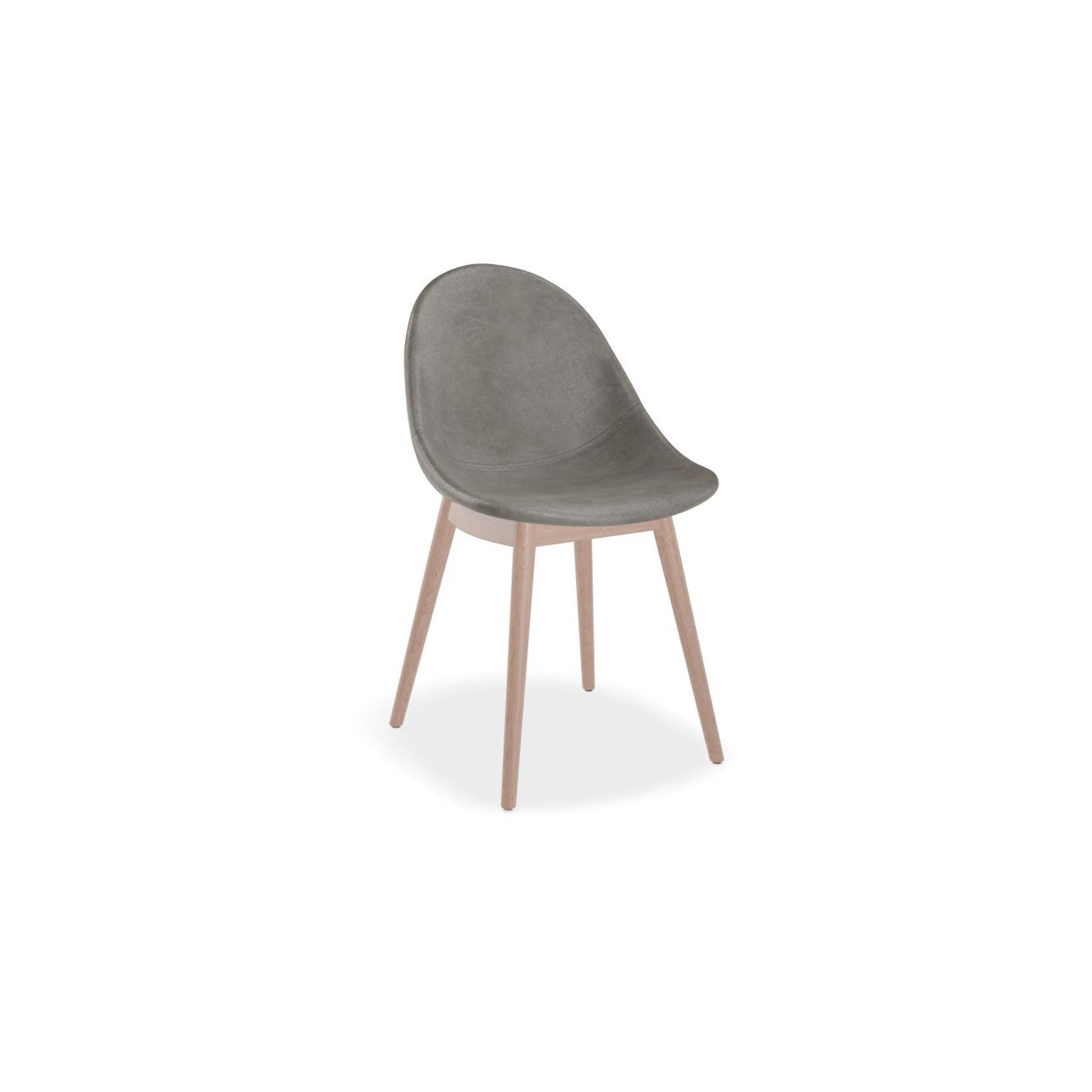 Pebble Chair Grey Upholstered Vintage Seat - Natural Beechwood Base gallery detail image