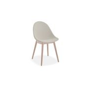 Pebble Fabric Light Grey Upholstered Chair - 4 Post Base - White gallery detail image