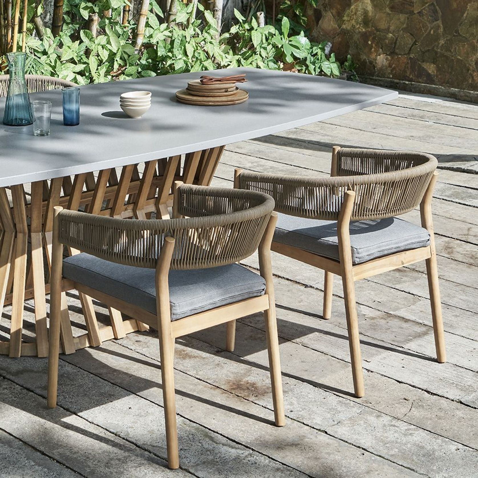 Allambie Outdoor Dining Rope and Timber Chair gallery detail image
