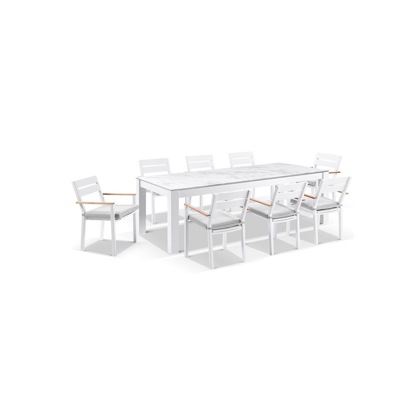 Hugo Ceramic 2.5m Dining Table w/8 Capri Chairs Setting gallery detail image