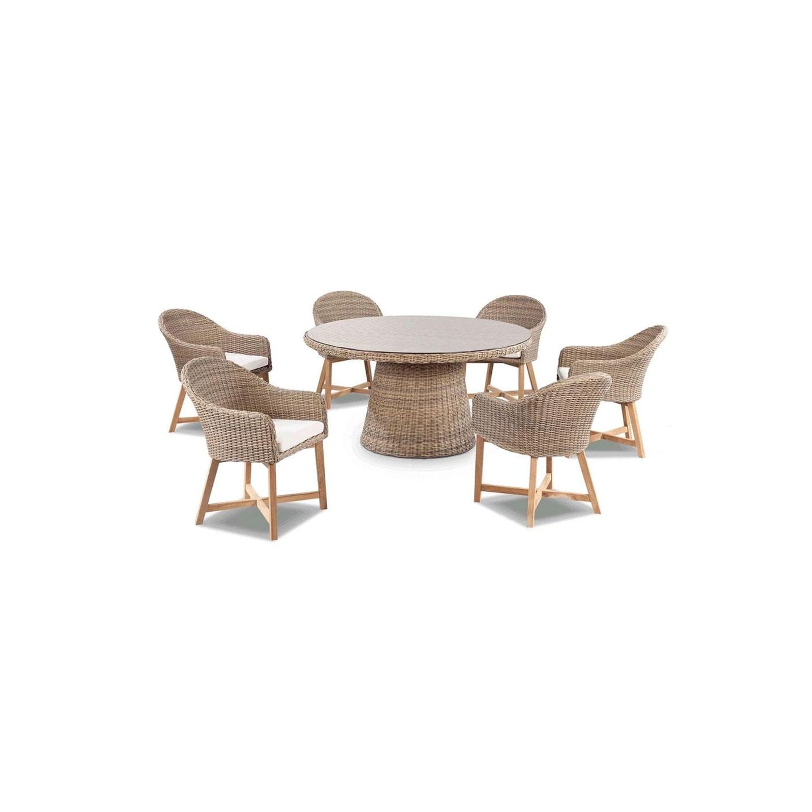 Plantation 6 Dining Table with 6 Coastal Wicker Chairs gallery detail image