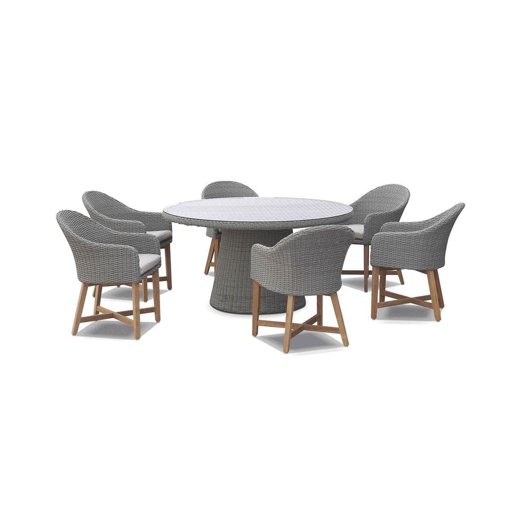 Plantation 6 Dining Table with 6 Coastal Wicker Chairs gallery detail image