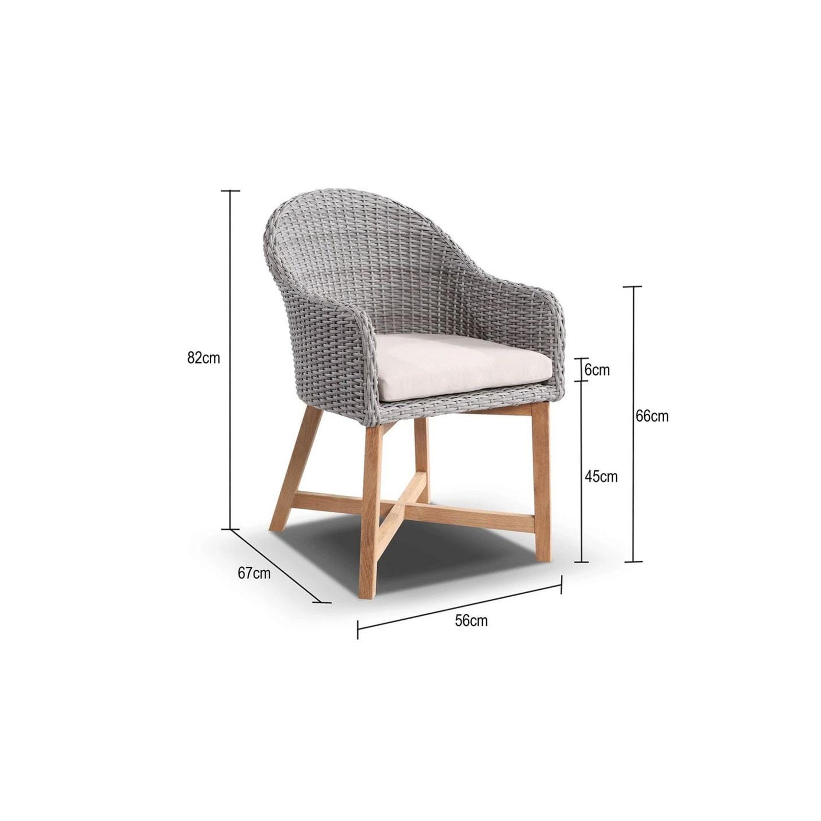 Coastal Wicker Dining Chair w/Teak TImber Legs gallery detail image