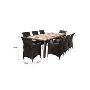 Sahara 8 Seater Rectangle Teak Top Dining Table w/Chair gallery detail image