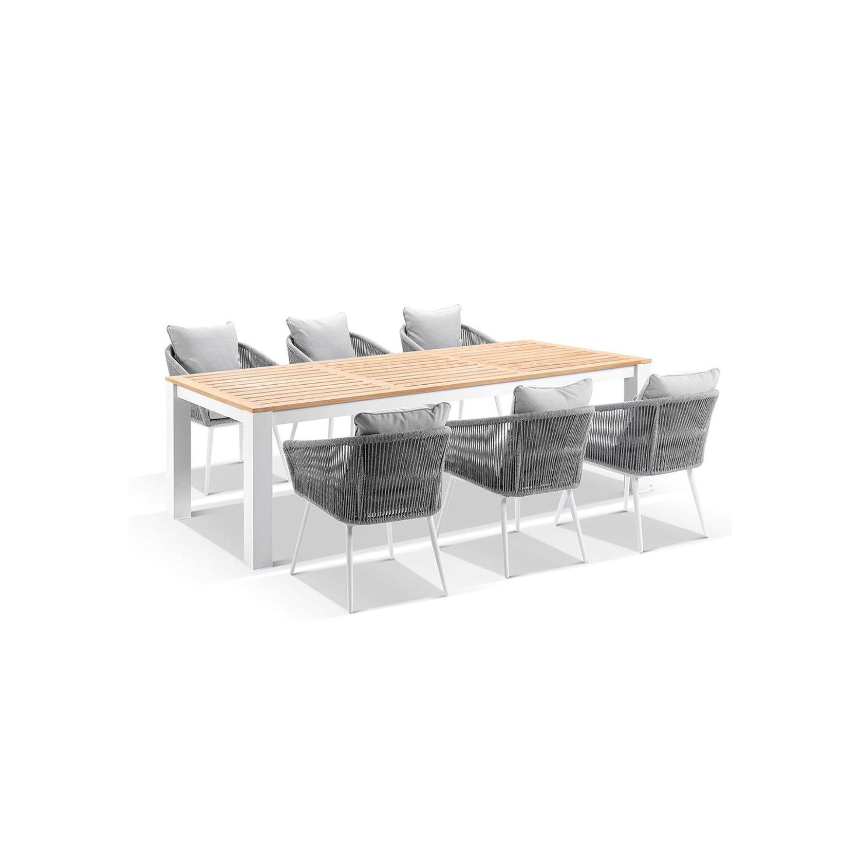 Balmoral 2.5m Teak Dining Table w/ 8 Herman Rope Chairs gallery detail image