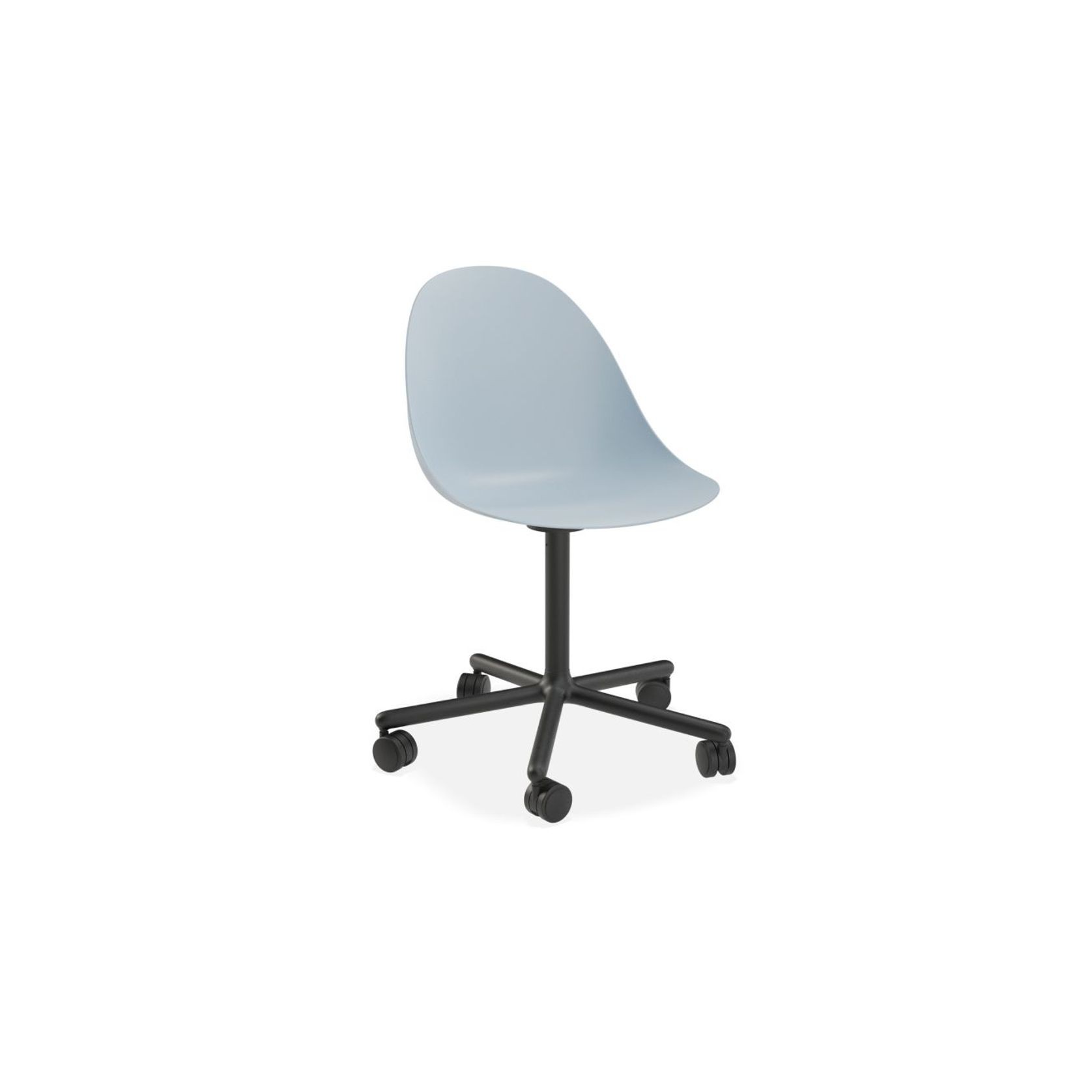 Pebble Chair Pale Blue with Shell Seat - Sled Stackable Base - Black gallery detail image