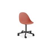 Pebble Chair Coral with Shell Seat - Swivel Base w Castors - Black gallery detail image