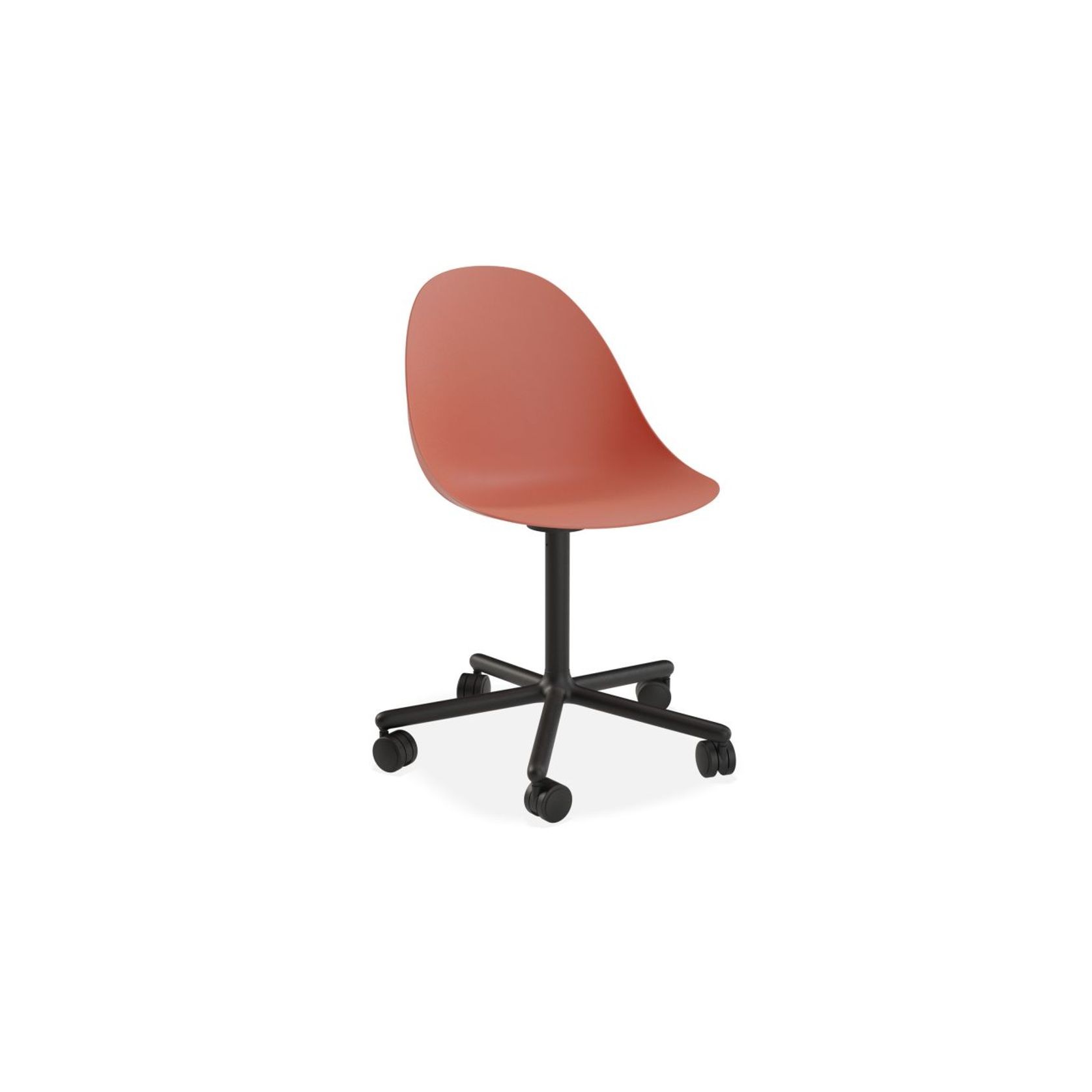 Pebble Chair Coral with Shell Seat - Sled Stackable Base - White gallery detail image