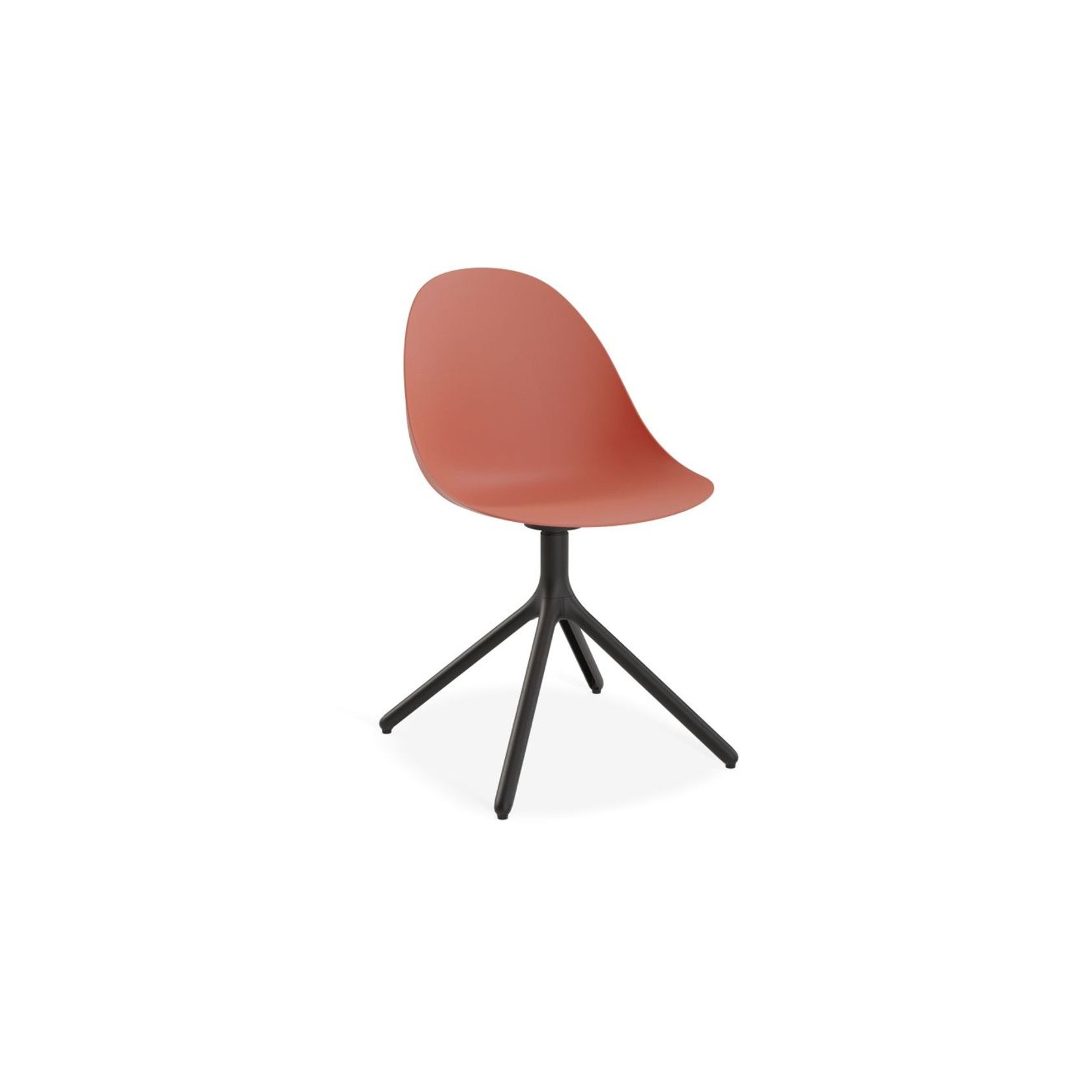 Pebble Chair Coral with Shell Seat - Sled Stackable Base - Black gallery detail image