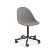 Pebble Fabric Dark Grey Upholstered Chair - Sled Base - Black gallery detail image
