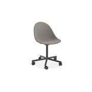 Pebble Fabric Dark Grey Upholstered Chair - Pyramid Fixed Base with Castors - Black gallery detail image