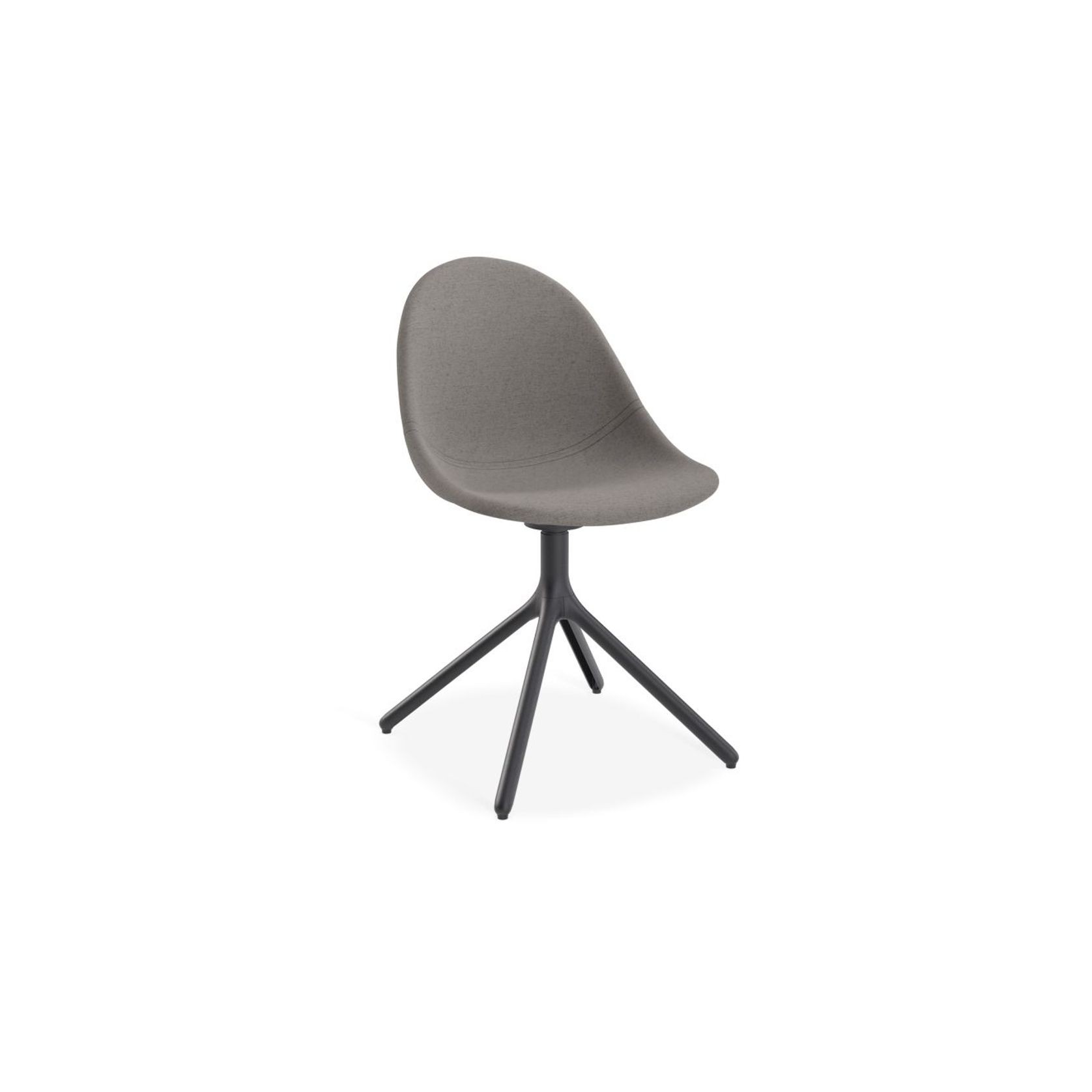 Pebble Fabric Dark Grey Upholstered Chair - Pyramid Fixed Base with Castors - Black gallery detail image