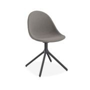 Pebble Fabric Dark Grey Upholstered Chair - Sled Base - White gallery detail image