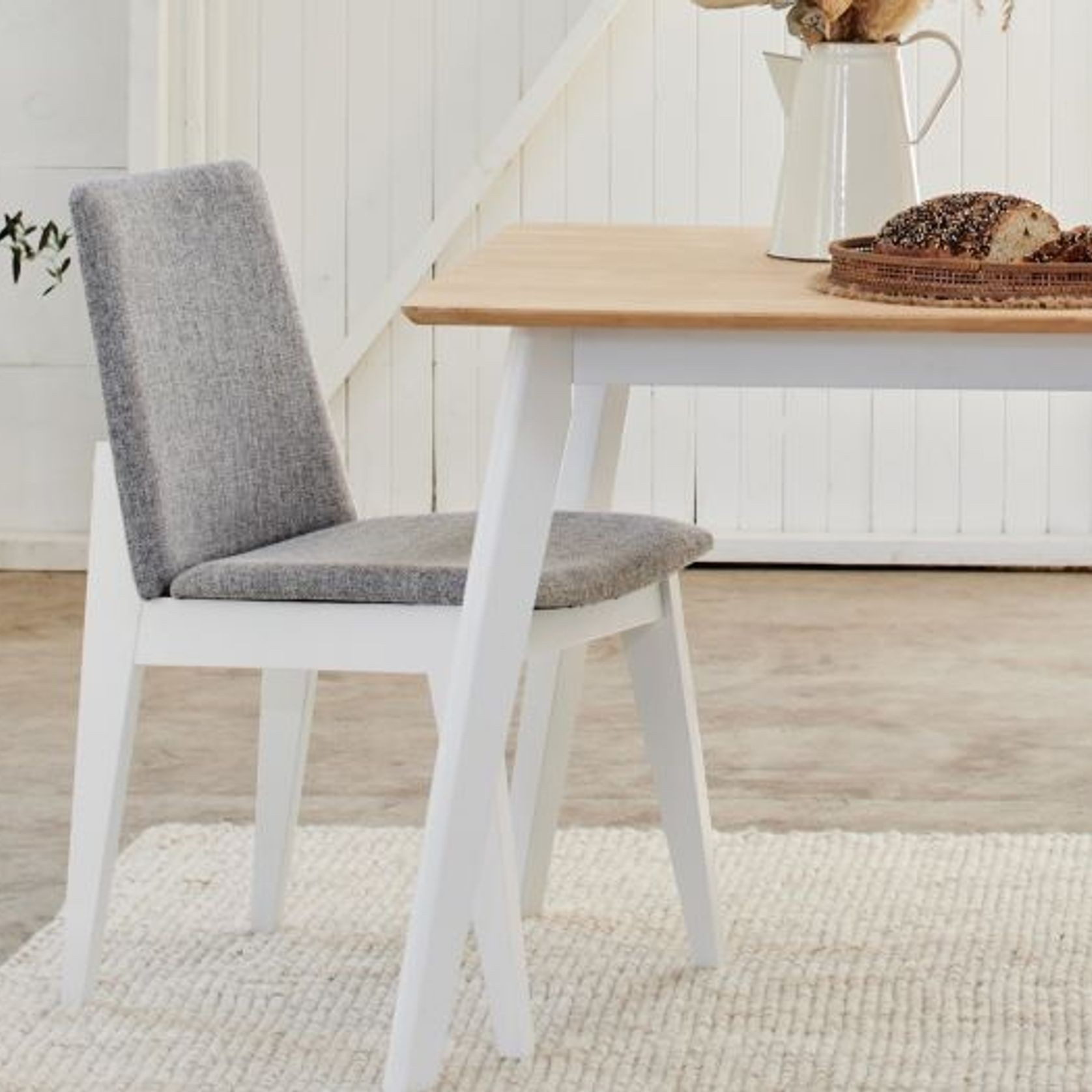 Finn Hardwood Dining Chair | Grey Fabric gallery detail image