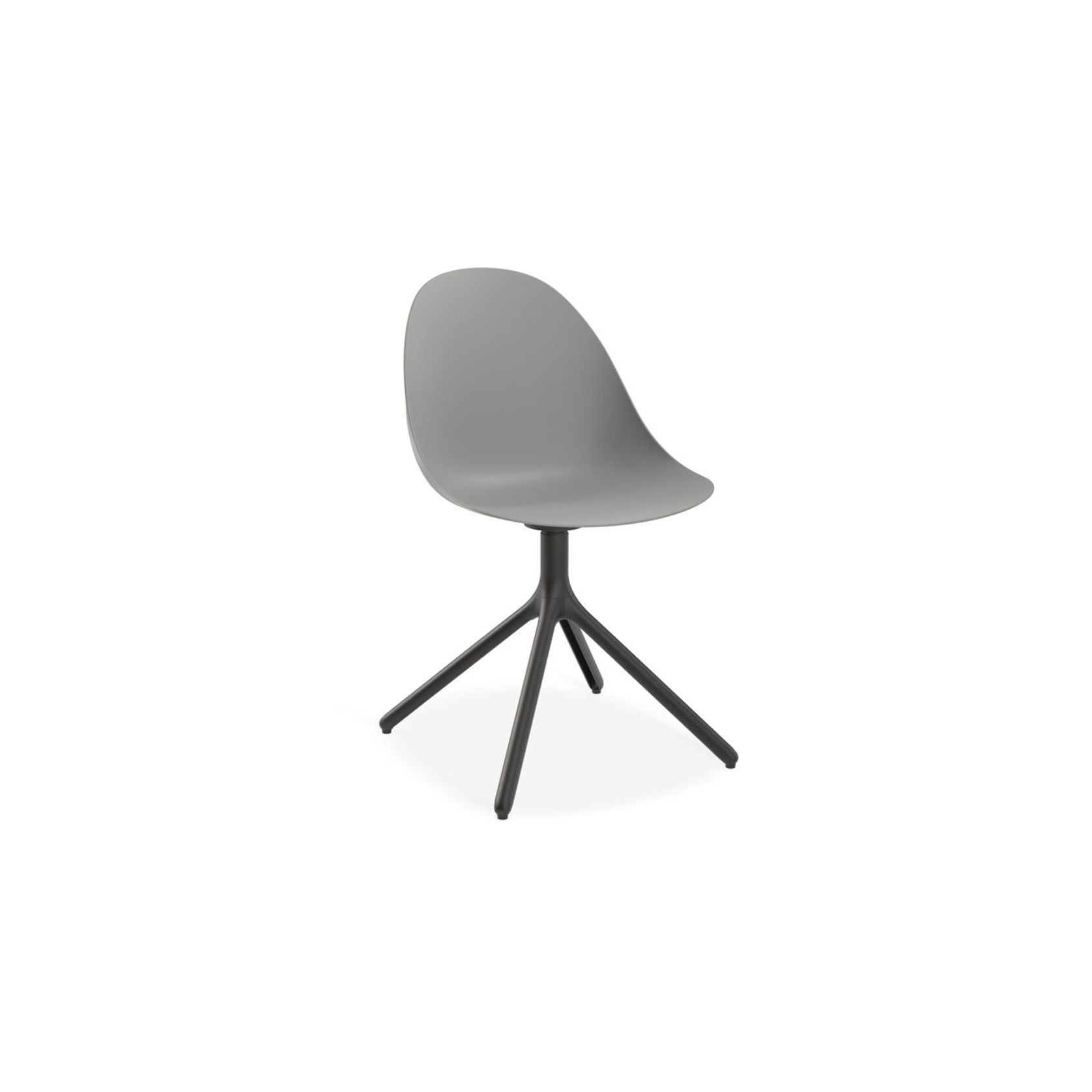 Pebble Chair Grey - Swivel Base w Castors - Black gallery detail image
