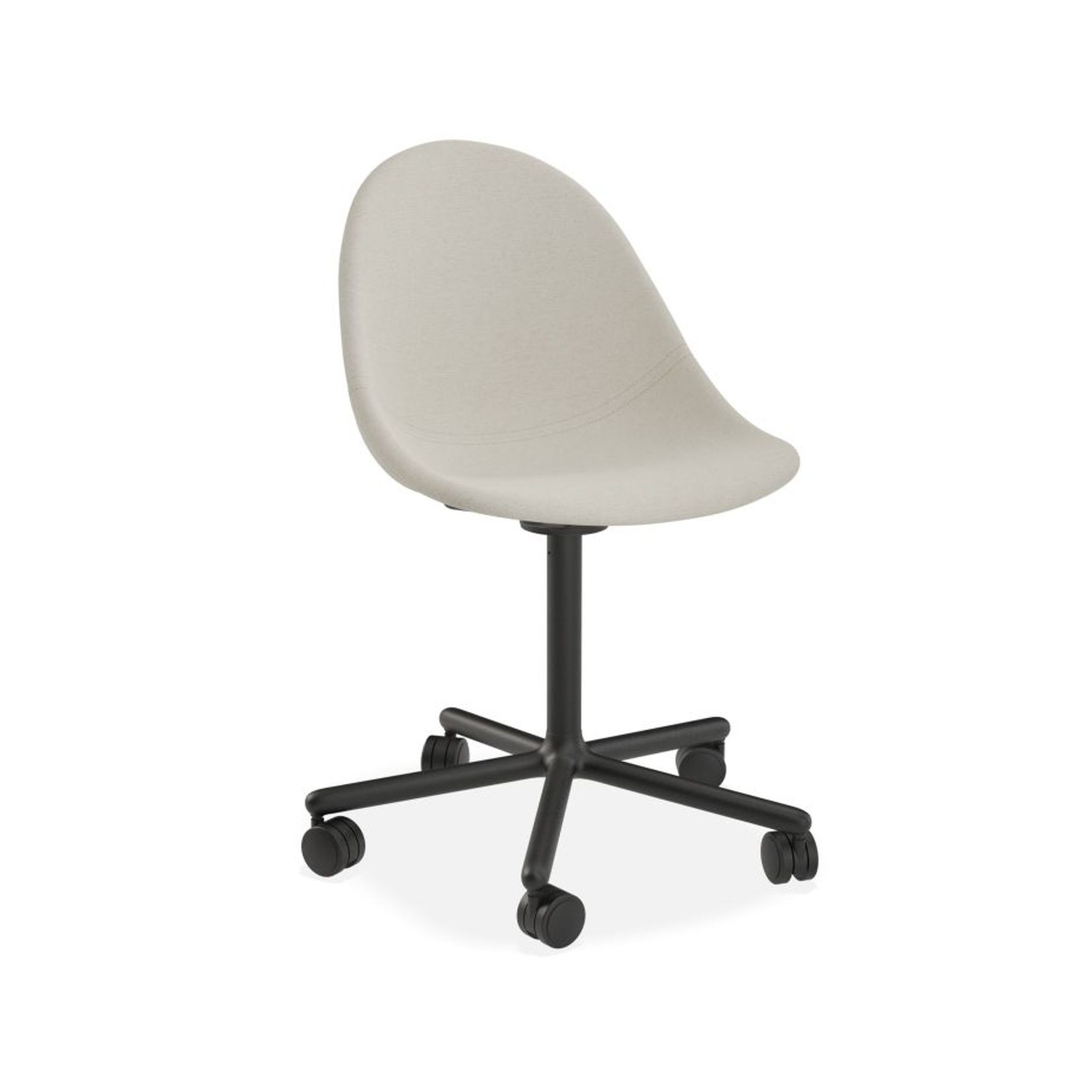 Pebble Fabric Light Grey Upholstered Chair - Swivel Base - Black gallery detail image
